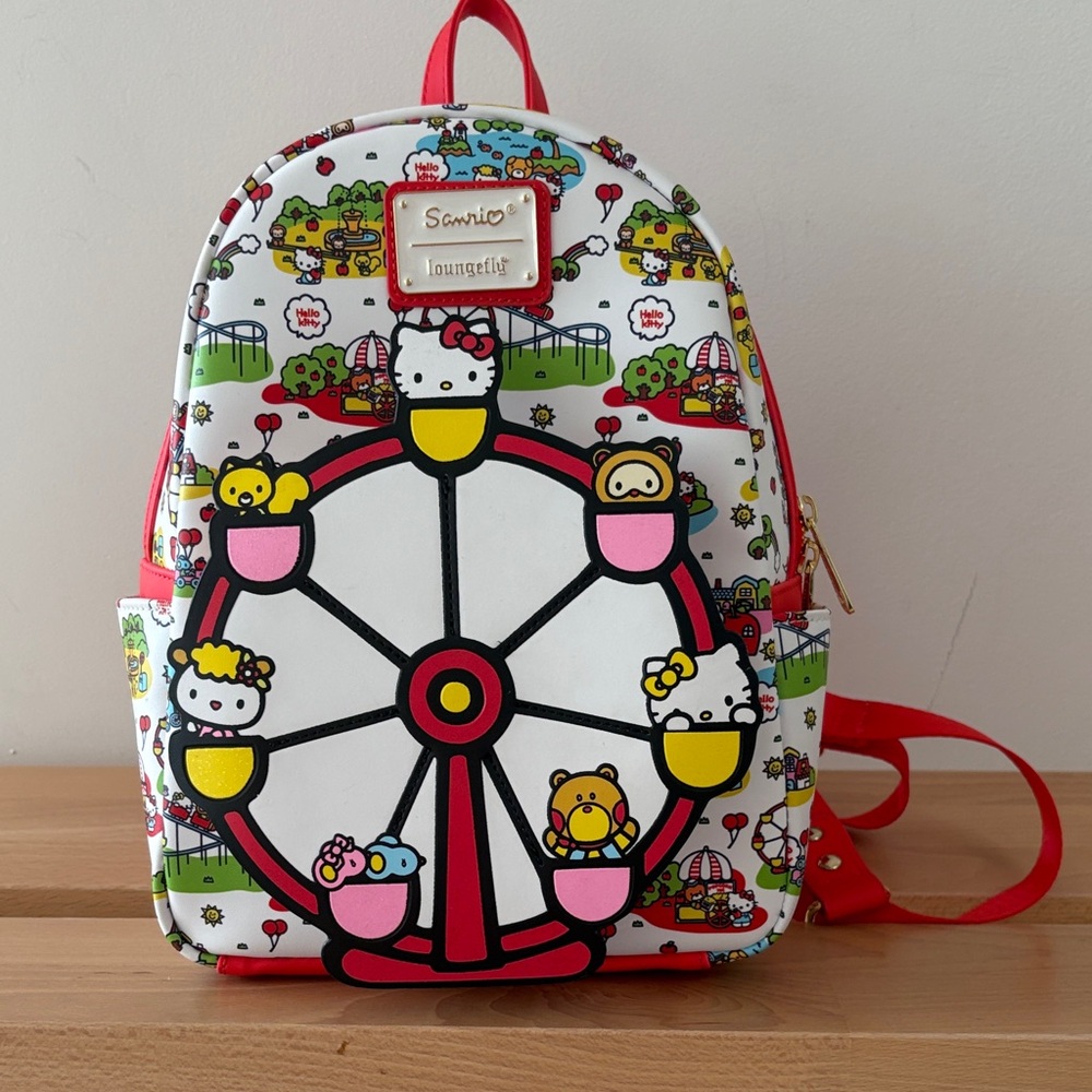 Never used! Loungefly Hello Kitty Ferris Wheel Backpack - Red and White